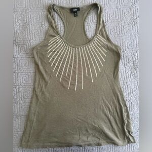 Mossino Musty Green Tank Top with Sequin Detail